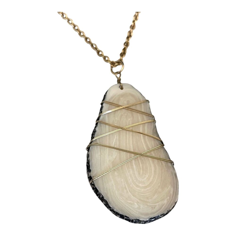 Boutique Statement Necklace Wrapped Simulated Sto… - image 2